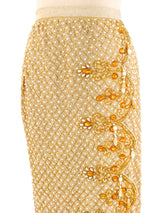 Pearl Beaded Metallic Maxi Skirt Bottom arcadeshops.com