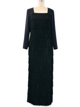 1960's Fringed Column Gown Dress arcadeshops.com