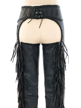 Fringed Leather Western Chaps Bottom arcadeshops.com