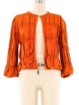 Rhinestone Studded Ruched Grosgrain Jacket Jacket arcadeshops.com