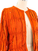 Rhinestone Studded Ruched Grosgrain Jacket Jacket arcadeshops.com