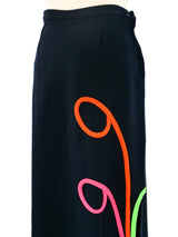 Neon Applique Maxi Skirt Bottom arcadeshops.com