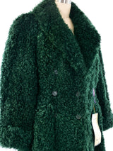 Kenzo Green Lamb Fur Coat Outerwear arcadeshops.com