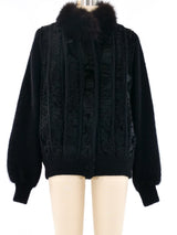 Fur and Knit Paneled Jacket Outerwear arcadeshops.com