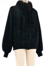 Fur and Knit Paneled Jacket Outerwear arcadeshops.com
