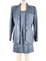 Ozbek Gunmetal Leather Dress Ensemble Suit arcadeshops.com