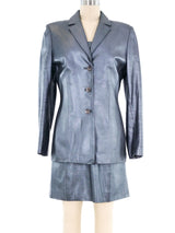 Ozbek Gunmetal Leather Dress Ensemble Suit arcadeshops.com