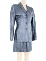 Ozbek Gunmetal Leather Dress Ensemble Suit arcadeshops.com