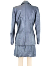 Ozbek Gunmetal Leather Dress Ensemble Suit arcadeshops.com