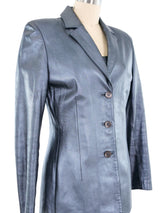Ozbek Gunmetal Leather Dress Ensemble Suit arcadeshops.com