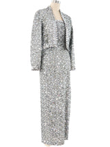 Lilli Diamond Silver Sequined Gown Ensemble Dress arcadeshops.com