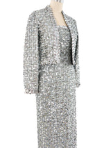 Lilli Diamond Silver Sequined Gown Ensemble Dress arcadeshops.com
