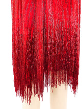 Bob Mackie Red Beaded Dress with Fringe Dress arcadeshops.com
