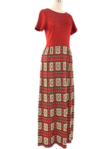 1960s Metallic Knit Maxi Dress Dress arcadeshops.com