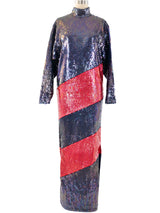 Bill Blass Sequined Column Gown Dress arcadeshops.com