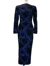 1980's Blue Velvet Burnout Dress Dress arcadeshops.com