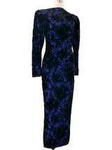 1980's Blue Velvet Burnout Dress Dress arcadeshops.com