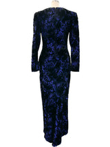 1980's Blue Velvet Burnout Dress Dress arcadeshops.com