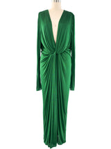 Dolce and Gabbana Emerald Draped Jersey Dress Dress arcadeshops.com