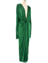 Dolce and Gabbana Emerald Draped Jersey Dress Dress arcadeshops.com