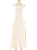 1970's Beaded Snowflake Silk Gown Dress arcadeshops.com