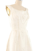 1970's Beaded Snowflake Silk Gown Dress arcadeshops.com