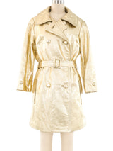 Gold Leather Double Breasted Trench Outerwear arcadeshops.com