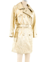 Gold Leather Double Breasted Trench Outerwear arcadeshops.com