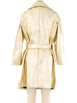 Gold Leather Double Breasted Trench Outerwear arcadeshops.com