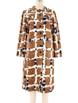 1960's Abstract Print Checkered Coat Outerwear arcadeshops.com