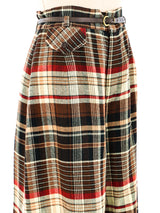 1970's Wool Brown Plaid Wide Leg Flares Bottom arcadeshops.com