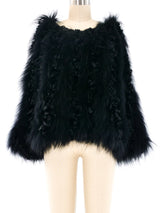 Black Velvet and Fur Knit Capelet Outerwear arcadeshops.com