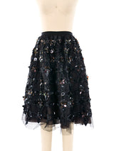 Oscar De La Renta Floral Applique Tulle Skirt Bottom arcadeshops.com