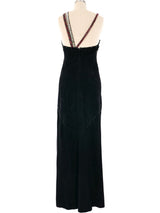 1970's Bead Accented Suede Halter Gown Dress arcadeshops.com