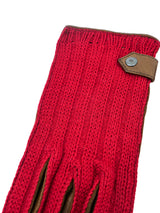 Gucci Red Knit and Leather Gloves Accessory arcadeshops.com
