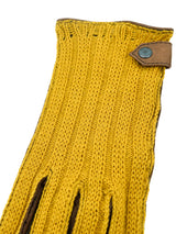 Gucci Yellow Knit and Leather Gloves Accessory arcadeshops.com