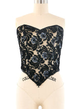 Floral Beaded Bustier Top Top arcadeshops.com