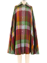 Traina Norell Plaid Wool Cape Outerwear arcadeshops.com