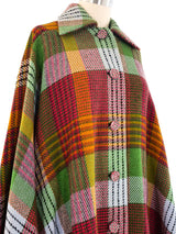 Traina Norell Plaid Wool Cape Outerwear arcadeshops.com