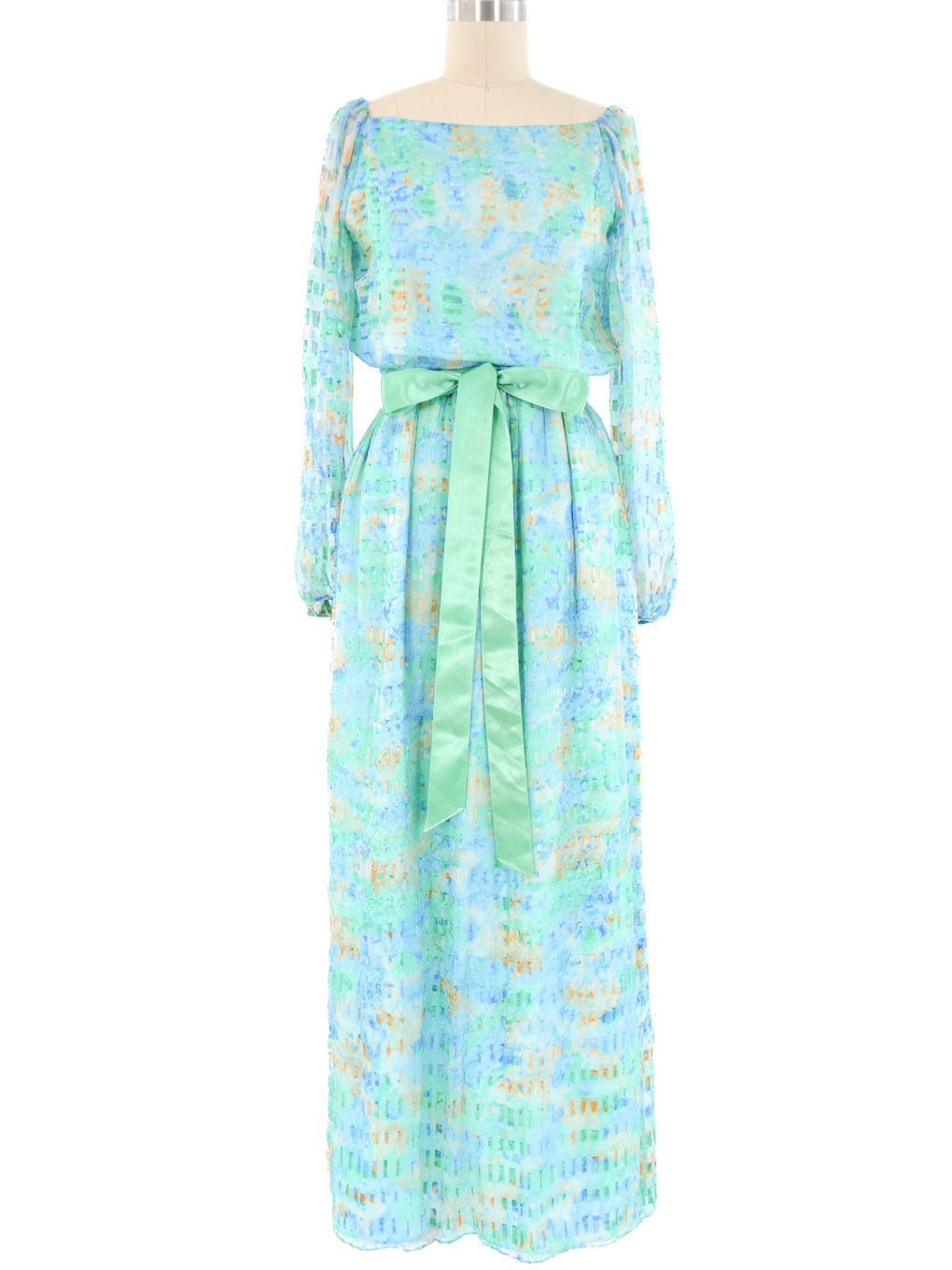 Watercolor Print Silk Chiffon Dress Watercolor Print Silk Chiffon Dress