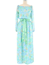 Watercolor Print Silk Chiffon Dress Dress arcadeshops.com