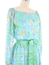 Watercolor Print Silk Chiffon Dress Dress arcadeshops.com