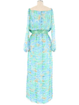 Watercolor Print Silk Chiffon Dress Dress arcadeshops.com