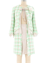 Chanel Mint Tweed Skirt Ensemble Suit arcadeshops.com