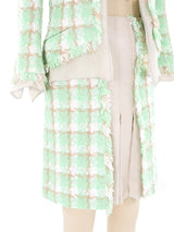 Chanel Mint Tweed Skirt Ensemble Suit arcadeshops.com