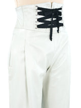 Laced Waist Oyster Leather Pant Bottom arcadeshops.com