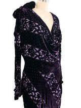 Christian Dior Purple Devore Velvet Gown Dress arcadeshops.com
