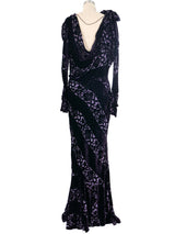 Christian Dior Purple Devore Velvet Gown Dress arcadeshops.com