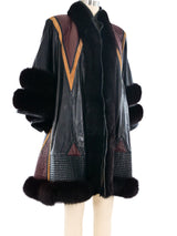 Fur Trim Leather Applique Coat Outerwear arcadeshops.com