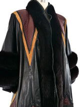 Fur Trim Leather Applique Coat Outerwear arcadeshops.com